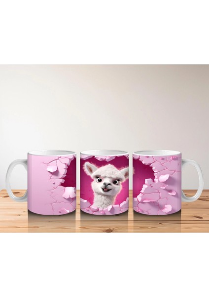 Pembe Duvarı Delen Şaşkın Beyaz Köpek – Baskılı Kahve Kupası indirimleri