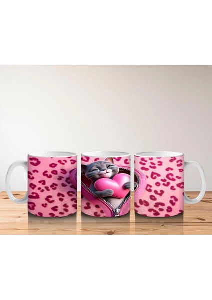 Leopar Desenli Kalpte Sevimli Kedicik– Baskılı Kahve Kupası indirimleri