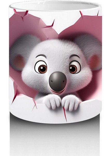Pembe Duvarı Delen Sevimli Koala – Baskılı Kahve Kupası modelleri
