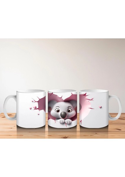 Pembe Duvarı Delen Sevimli Koala – Baskılı Kahve Kupası indirimleri