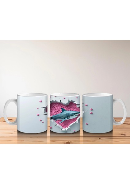 Turkuaz Fonlu Balık ve Kalpler – Baskılı Kahve Kupası indirimleri