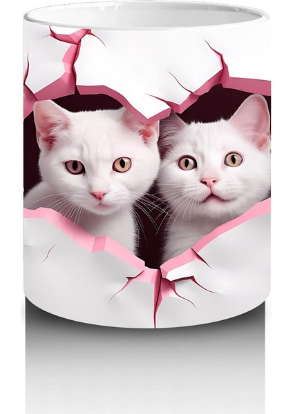 Çatlak Duvar Arasında Sevimli Kedi Kardeşler – Baskılı Kahve Kupası modelleri