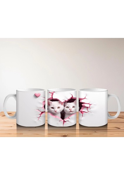 Çatlak Duvar Arasında Sevimli Kedi Kardeşler – Baskılı Kahve Kupası indirimleri