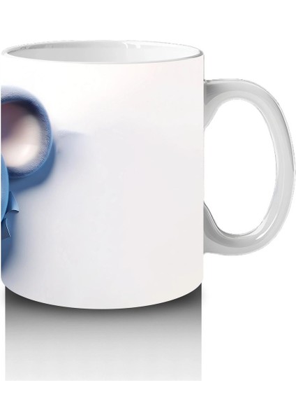 Mavi Gözlü Gülümseyen Fare Maskot – Baskılı Kahve Kupası fırsatları