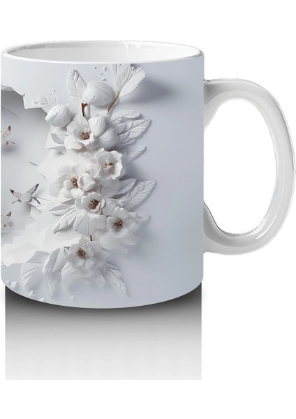 Beyaz Çiçekler ve Dallar Arasında Bakan Geyik – Baskılı Kahve Kupası fırsatları