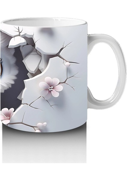 Beyaz Çiçekler Arasında Bakan Bilge Baykuş – Baskılı Kahve Kupası fırsatları