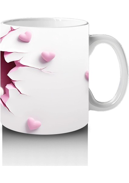 Pembe Kalplerle Çevrili Çift Yavru Kedi – Baskılı Kahve Kupası fırsatları