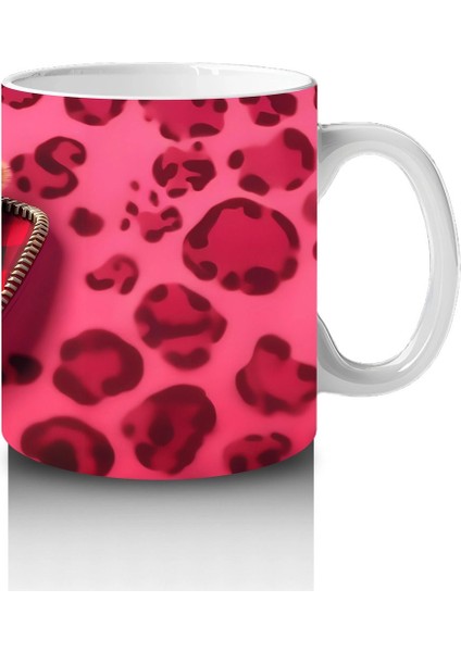 Leopar Desenli Zemin Üzerinde Buzağı Figürü - Baskılı Kahve Kupası fırsatları