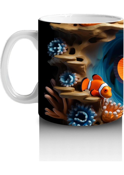 Mercan Resifinde Yüzen Neşeli Palyaço Balığı – Baskılı Kahve Kupası fiyatları