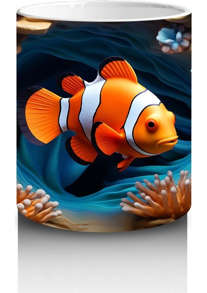Mercan Resifinde Yüzen Neşeli Palyaço Balığı – Baskılı Kahve Kupası modelleri
