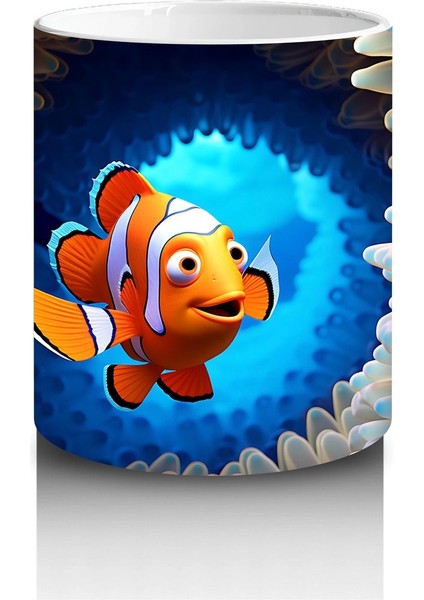 Dalgalar Arasında Yüzen Neşeli Balık – Baskılı Kahve Kupası modelleri