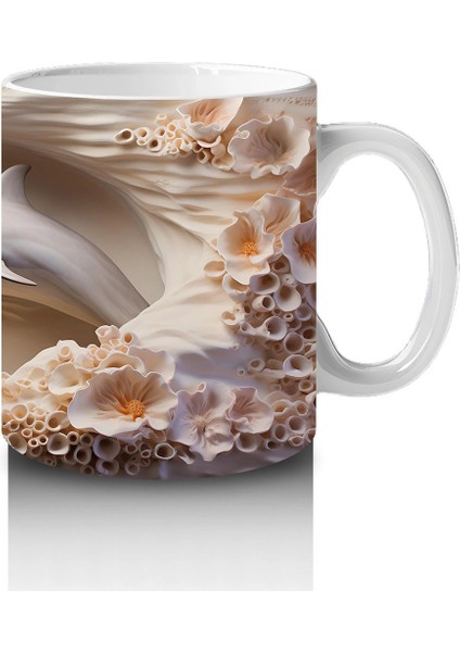 Mercan Kayalıklarında Yüzen Zarif Yunus Desenli Kupa Bardak fırsatları