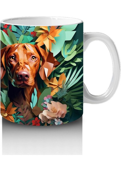 Renkli Arka Planda Ayna Simetrili Köpek – Baskılı Kahve Kupası fırsatları