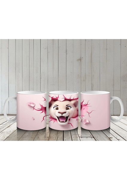 Gülümseyen Sevimli Aslan – Baskılı Kahve Kupası