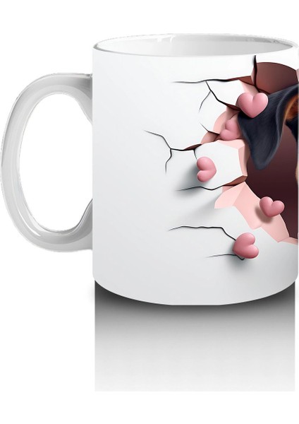 Kalpler Arasında Gülümseyen Doberman – Baskılı Kahve Kupası fiyatları