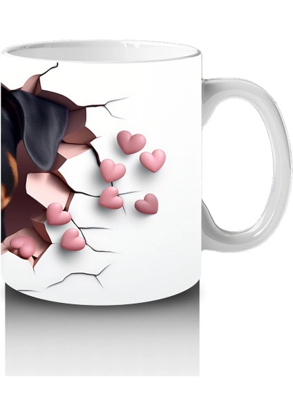 Kalpler Arasında Gülümseyen Doberman – Baskılı Kahve Kupası fırsatları