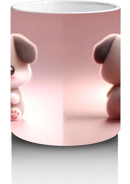 Kalp Tutan Sevimli Peluş Köpek Figürü - Baskılı Kahve Kupası modelleri