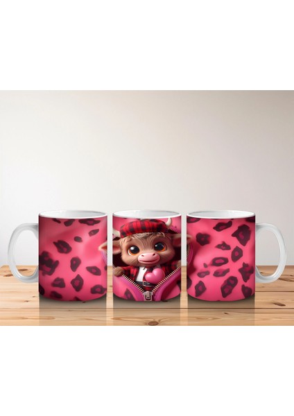 Leopar Desenli Arka Planda Aşık Ayıcık – Baskılı Kahve Kupası indirimleri