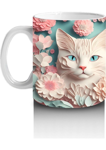 Süslemeli Fon Üzerinde Ayna Yansımalı Kediler – Baskılı Kahve Kupası fiyatları