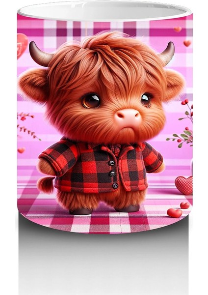 Pembe Kareli Fon Üzerinde Şapkalı Sevimli Kız Maskot – Baskılı Kupa Bardak modelleri