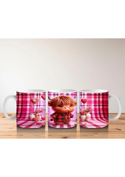 Pembe Kareli Fon Üzerinde Şapkalı Sevimli Kız Maskot – Baskılı Kupa Bardak indirimleri