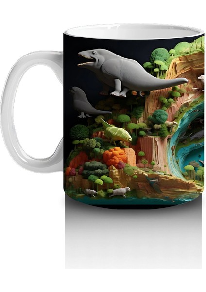 Doğal Lagün Manzarasında Foklar ve Balıklar – Baskılı Kahve Kupası fiyatları