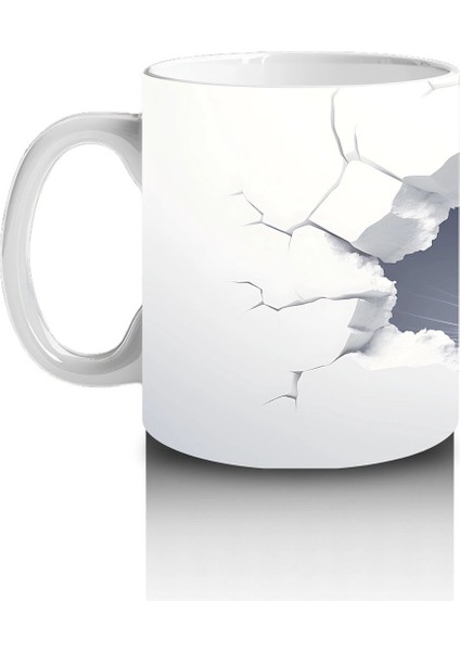 Çatlak Duvardan Bakan Sevimli Beyaz Tavşan – Baskılı Kahve Kupası fiyatları