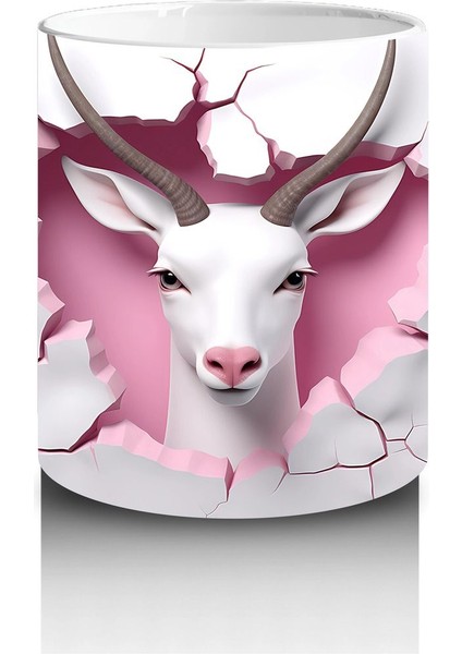 Çatlak Kalpli Duvar Arasında Tek Boynuzlu Keçi – Baskılı Kahve Kupası modelleri