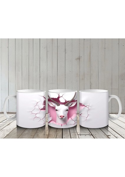 Çatlak Kalpli Duvar Arasında Tek Boynuzlu Keçi – Baskılı Kahve Kupası