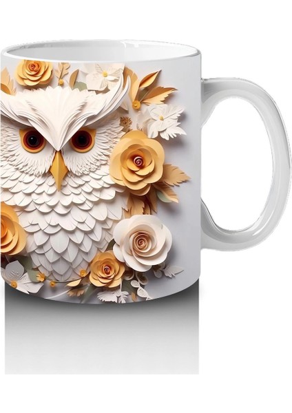 Güneş Çiçekleri Arasında Bilge Baykuş Çifti – Baskılı Kahve Kupası fırsatları