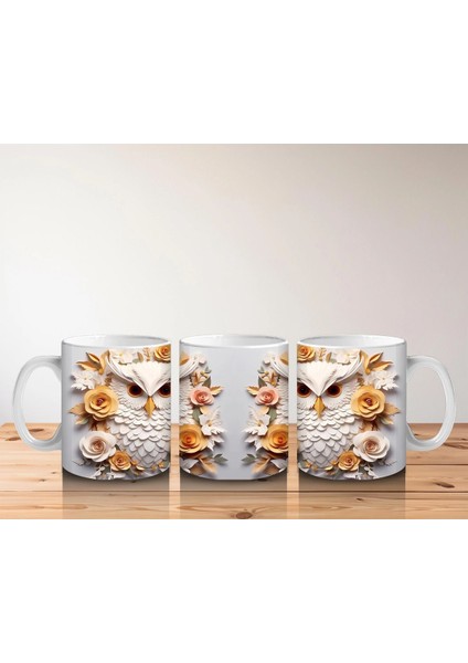 Güneş Çiçekleri Arasında Bilge Baykuş Çifti – Baskılı Kahve Kupası indirimleri