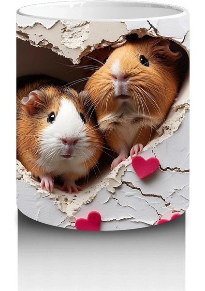 Kalpli Arka Planda Sevimli Kobaylar - Baskılı Kahve Kupası modelleri