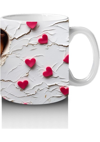 Kalpli Arka Planda Sevimli Kobaylar - Baskılı Kahve Kupası fırsatları