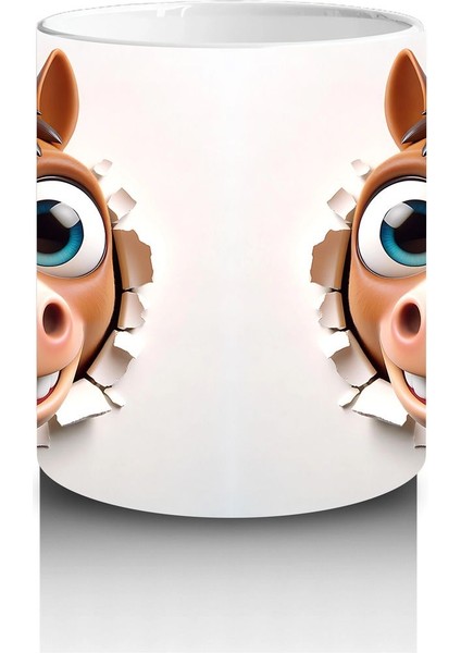 Sevimli Gözlü Ikiz At Maskotları – Baskılı Kahve Kupası modelleri