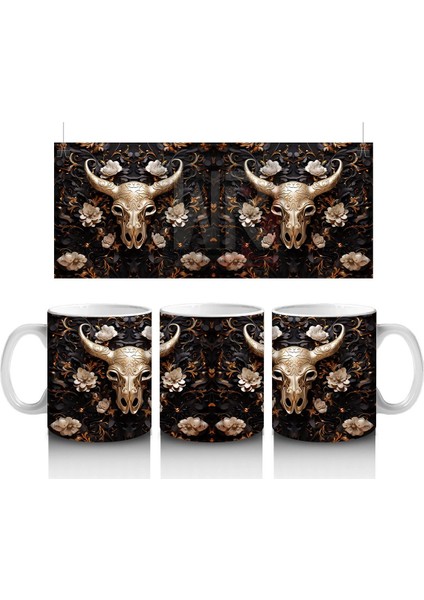 Geyik ve Yaban Hayvanları Desenli Kahve Kupası – Baskılı Kupa Bardak