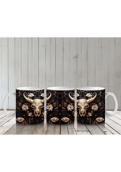 Geyik ve Yaban Hayvanları Desenli Kahve Kupası – Baskılı Kupa Bardak