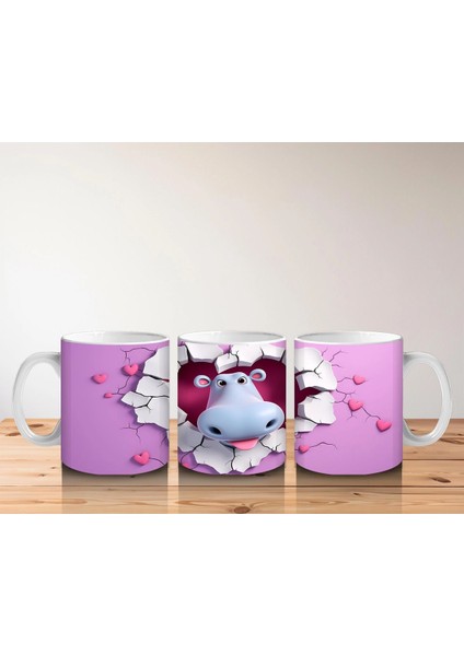 Kalplerle Süslenmiş Sevimli Inek Figürü - Baskılı Kahve Kupası indirimleri