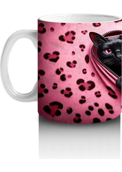 Kalpli Pembe Yastık Tutan Kedi – Baskılı Kahve Kupası fiyatları