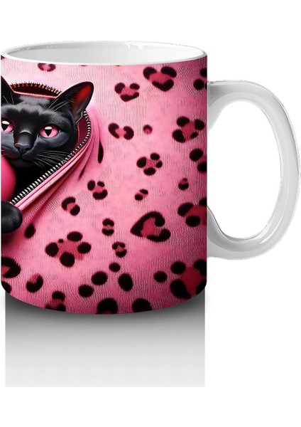 Kalpli Pembe Yastık Tutan Kedi – Baskılı Kahve Kupası fırsatları