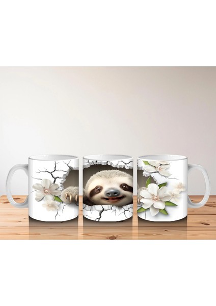 Çatlak Duvar Arasında Gülümseyen Tembel Hayvan – Baskılı Kahve Kupası indirimleri