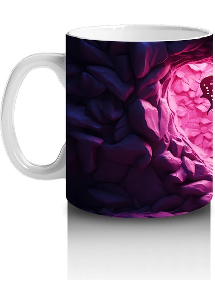 Taşlar Arasında Pembe Kalp ve Kelebek – Baskılı Kahve Kupası fiyatları