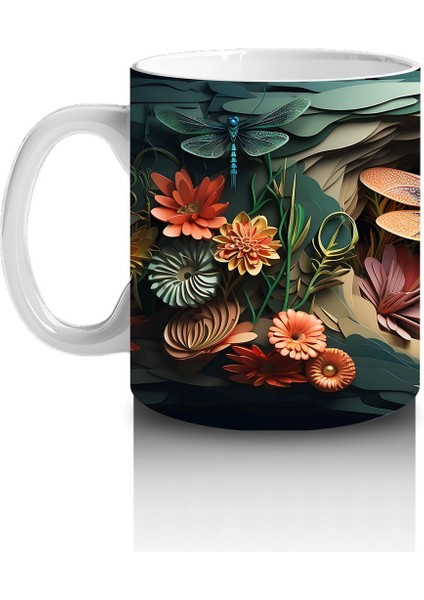 Turuncu Çiçekler Arasında Parlayan Yusufçuk – Baskılı Kupa Bardak fiyatları