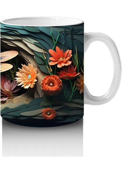 Turuncu Çiçekler Arasında Parlayan Yusufçuk – Baskılı Kupa Bardak fırsatları