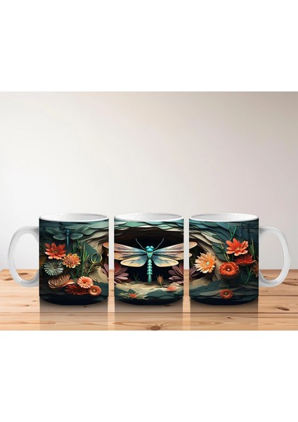 Turuncu Çiçekler Arasında Parlayan Yusufçuk – Baskılı Kupa Bardak indirimleri