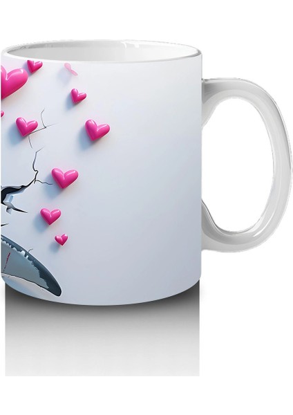 Kalpli Arka Planda Neşeli Köpekbalığı - Baskılı Kahve Kupası fırsatları