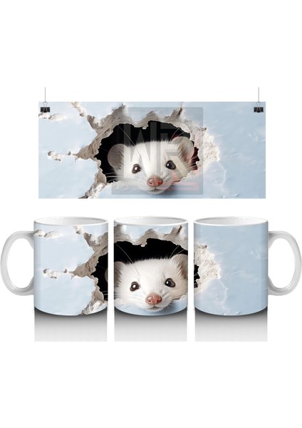 Duvarı Delen Gri Ayı – Baskılı Kahve Kupası