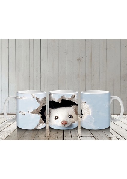 Duvarı Delen Gri Ayı – Baskılı Kahve Kupası