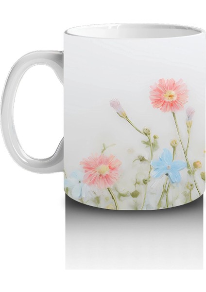 Çiçekli Zemin Üzerinde Gözlüklü Sevimli Kedi – Baskılı Kahve Kupası fiyatları