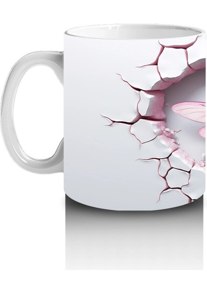 Pembe Damarlı Kalp Desenli Çift Yusufçuk – Baskılı Kahve Kupası fiyatları