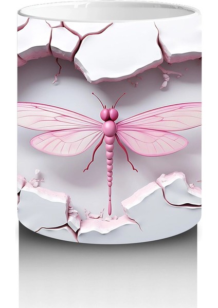 Pembe Damarlı Kalp Desenli Çift Yusufçuk – Baskılı Kahve Kupası modelleri